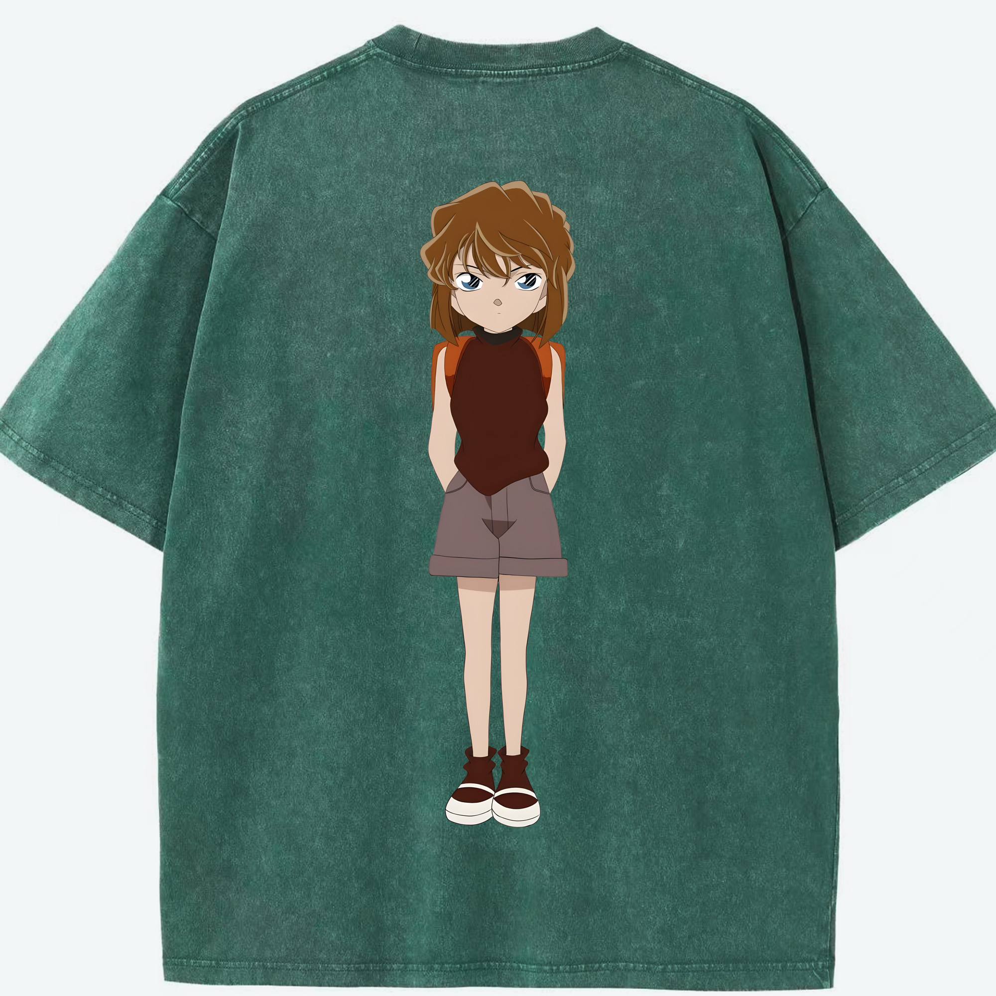 （画像用） 名探偵コナン 灰原 哀 はいばら あい Detective Conan Anita Hailey、Vi Graythorn Haibara Ai 綿100% ヴィンテージ風 半袖Tシャツ（背面プリント）